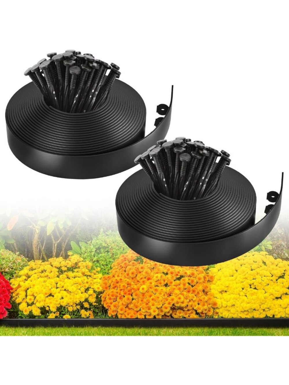 Flexible 100FT Garden Edging Border - 2 Inch Tall Plastic Landscape Edging with